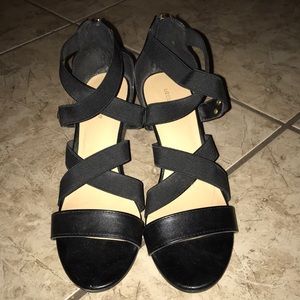 Black Strappy Wedges